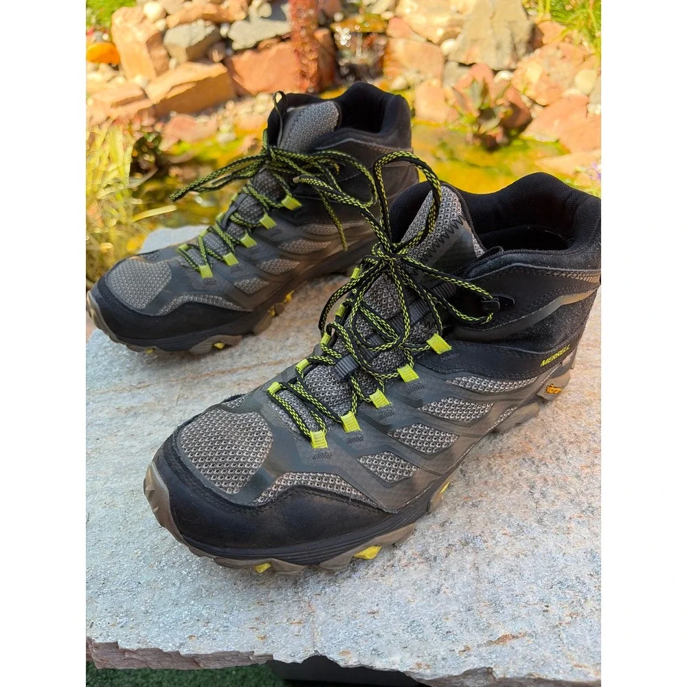 Merrell Moab FST Mid Waterproof Hiking Boots Mens 13 Olive Black Vibram J35759